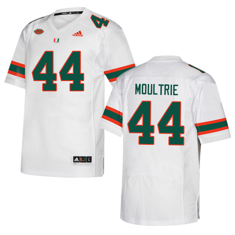 Men #44 Antonio Moultrie Miami Hurricanes College Football Jerseys Sale-White
